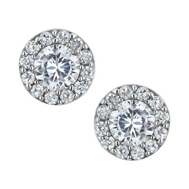 Simulated Crystal Stud Earrings 1.00 Carat (ctw) in Sterling Silver