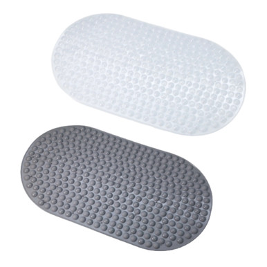 Long Oval Anti-Slip Bubble Bath Mat (1- or 2-Pack) - Clear (2-Pack)