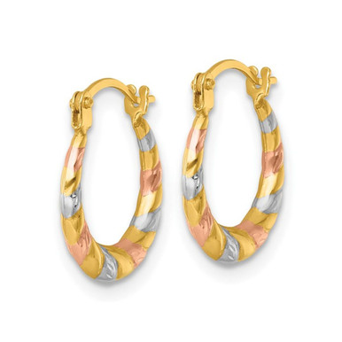 14K Yellow, Rose and White Gold Hoop Earrings