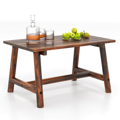 Outdoor Coffee Table with Slatted Tabletop and Reinforced Crossbar