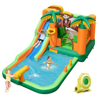 Inflatable Jungle Water Slide Park with 735W Blower