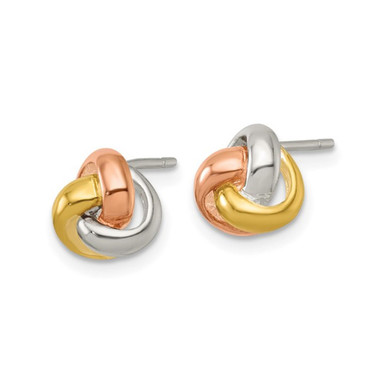 Yellow, White, Rose Plated Sterling Silver Love Knot Earrings