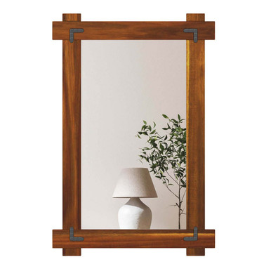 Acacia Wood Wall Mirror with Built-In Hanging Rings - 30x20