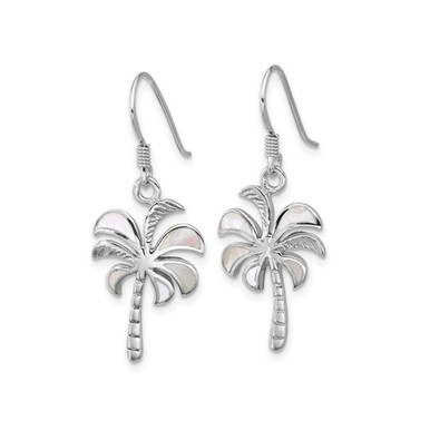 Mother of Pearl Palm Tree Earrings in Sterling Silver