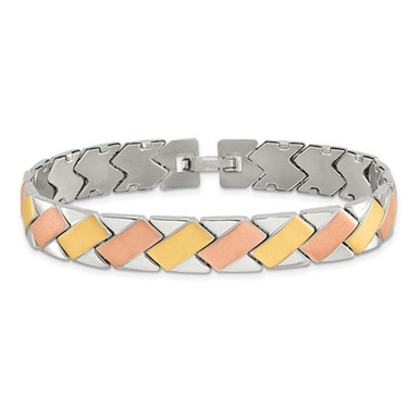 Mens Stainless Steel Gold Plated Bracelet (8")