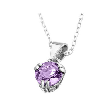 6mm Amethyst Pendant Necklace in Sterling Silver