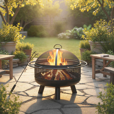 Heavy-Duty Wood Burning Fire Pit with Spark Screen