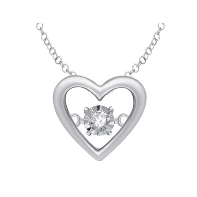 Diamond Heart Pendant Necklace in Sterling Silver