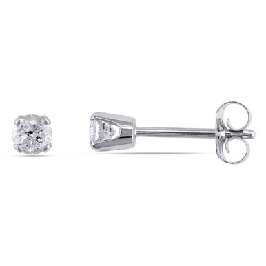 1/4 Carat Diamond Solitaire Earrings in 14K White Gold