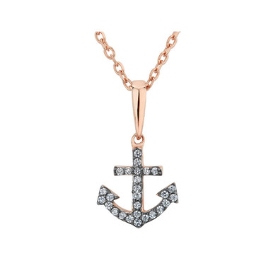 White Topaz Anchor Necklace in Sterling Silver