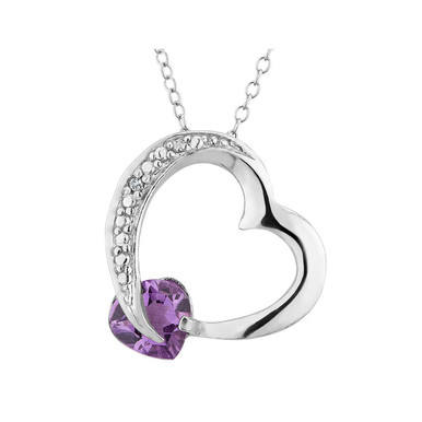 3/4 Carat (ctw) Amethyst Heart Necklace in Sterling Silver