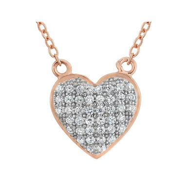Synthetic Crystal Heart Necklace with Rose Gold Plating