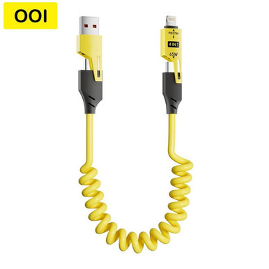 4-in-1 Coiled Universal USB Charger Cable (1- or 2-Pack) - Default Title