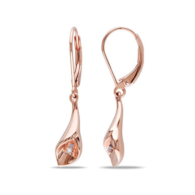 Diamond Accent Calla Lily Flower Earrings
