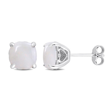2.70 Carat (ctw) Opal Solitaire Stud Earrings in Sterling Silver (8mm)