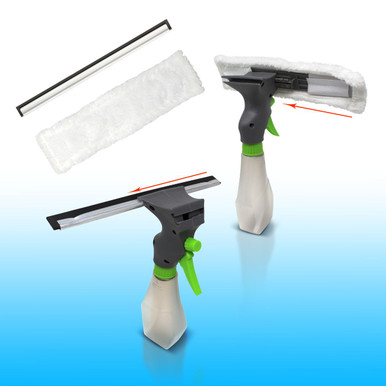 3-in-1 Window Cleaner Spray, Scrub, and Squeegee
