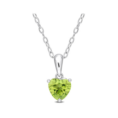 4/5 Carat (ctw) Peridot Heart Solitaire Pendant Necklace