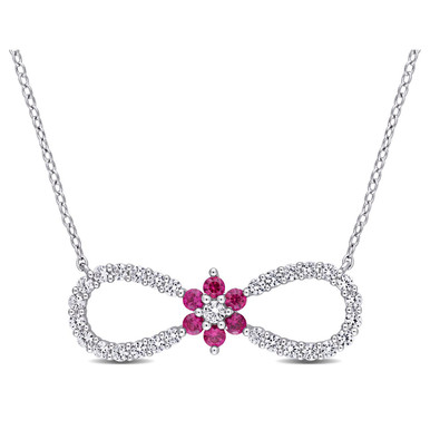 1.20 Carat (ctw) Lab-Created Ruby and White Sapphire Infinity Necklace