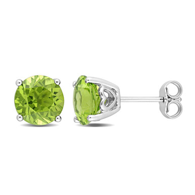 4.00 Carat (ctw) Peridot Solitaire Stud Earrings in Sterling Silver