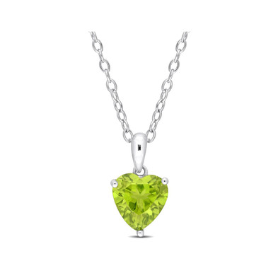 1.67 Carat (ctw) Peridot Heart Solitaire Necklace