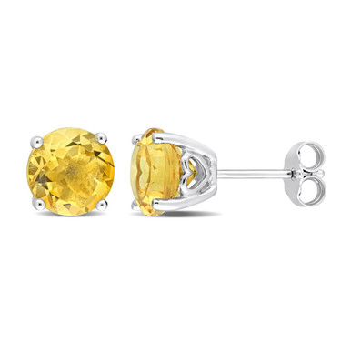 3.70 Carat (ctw) Citrine Solitaire Stud Earrings in Sterling Silver