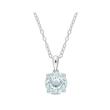 1.65 Carat (ctw) Aquamarine Solitaire Pendant Necklace