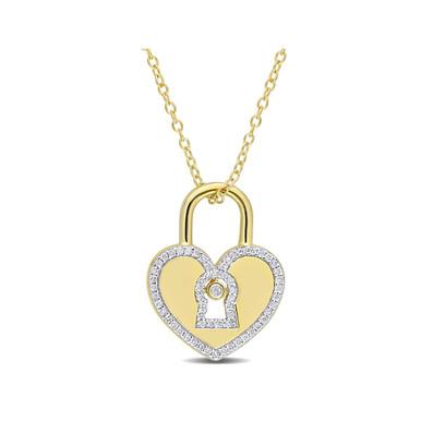 1/5 Carat (ctw) Diamond Heart Lock Pendant Necklace