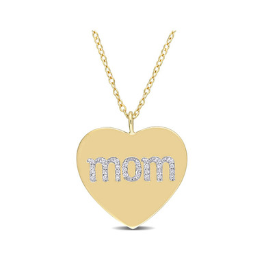1/10 Carat (ctw) Diamond Heart "Mom" Pendant Necklace