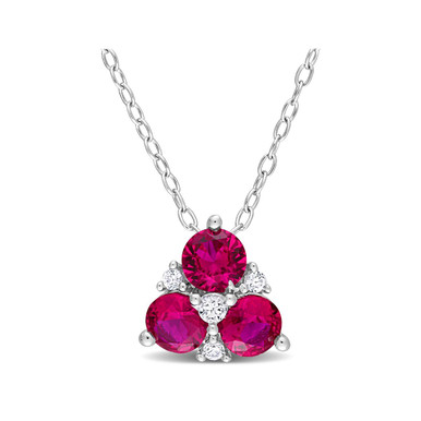 1.45 Carat (ctw) Lab-Created Ruby and White Sapphire Necklace