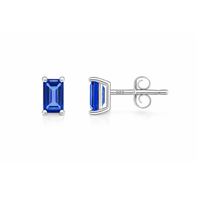 Emerald Cut Tanzanite 925 Sterling Silver Stud Earrings