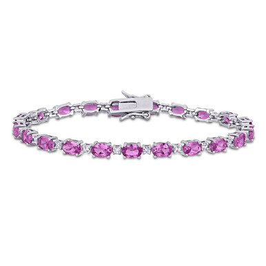 14.00 Carat (ctw) Lab-Created Pink and White Sapphire Bracelet