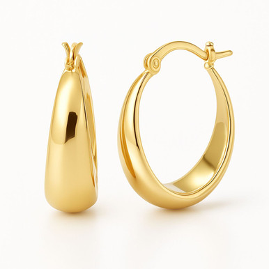Gold-Plated Tapered Hoop Earrings