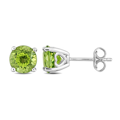 3.00 Carat (ctw) Peridot Solitaire Earrings in Sterling Silver