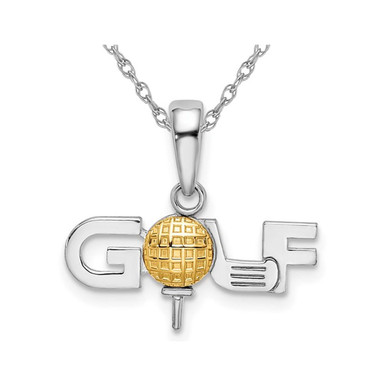 Sterling Silver GOLF Tee Charm Pendant Necklace