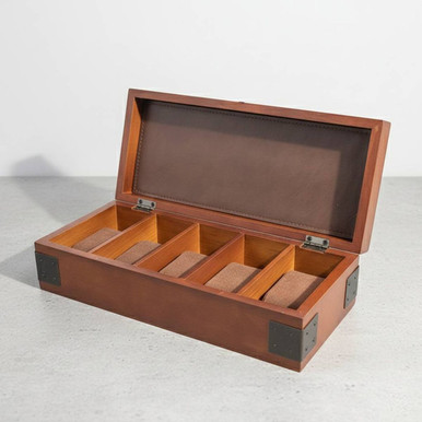 5-Slot Wood Watch Storage Box
