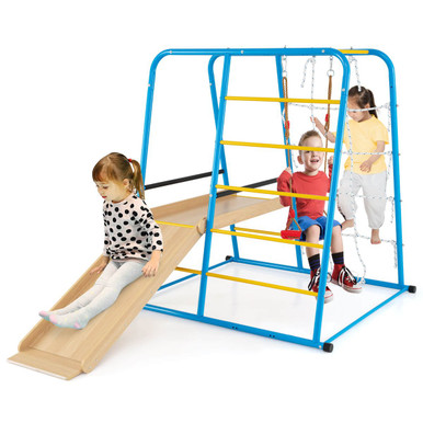 6-in-1 Indoor Jungle Gym with Climbing Rope Wall
