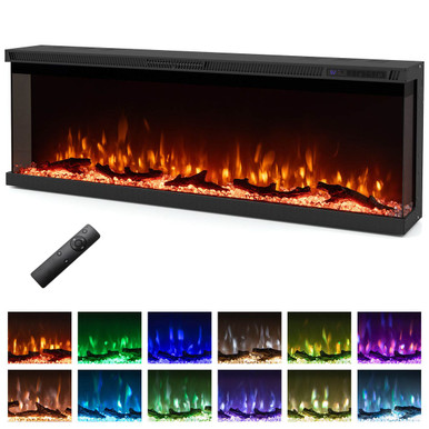 50" 3-Sided Electric Fireplace with 12 Flame Colors