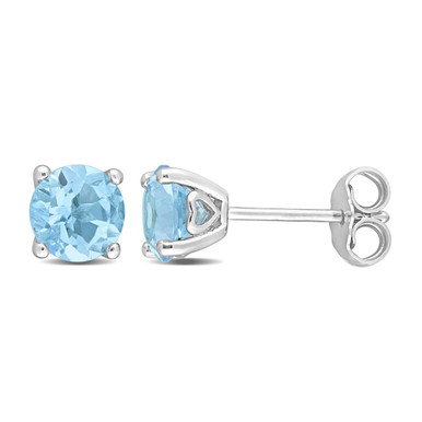 2.00 Carat (ctw) Blue Topaz Solitaire Stud Earrings