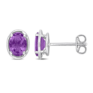 1.40 Carat (ctw) Amethyst Oval Stud Earrings
