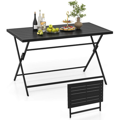 48&rdquo; x 30&rdquo; Foldable Dining Table with Slatted Tabletop
