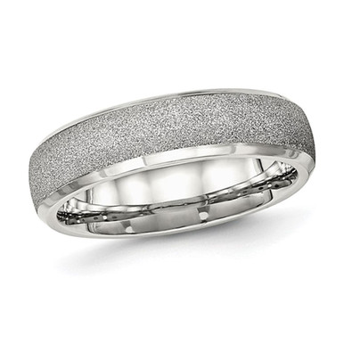 Stainless Steel Polished Laser Cut Band - 6mm - Ring size: 10