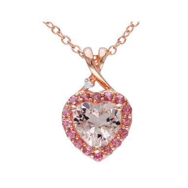 1.33 Carat (ctw) Morganite and Pink Tourmaline Heart Necklace