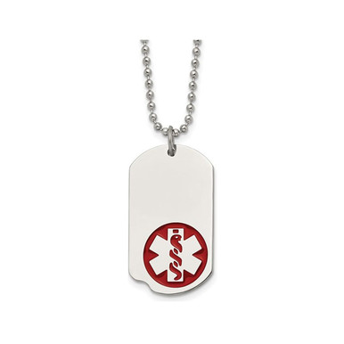 Men's Stainless Steel Medical ID Dog Tag Necklace (22")