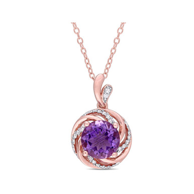 1.50 Carat (ctw) Amethyst and White Topaz Pendant Necklace