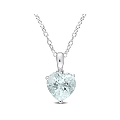 1.50 Carat (ctw) Aquamarine Heart Solitaire Necklace