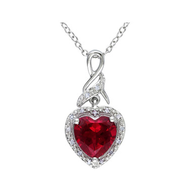 2.80 Carat (ctw) Lab-Created Ruby Heart Necklace