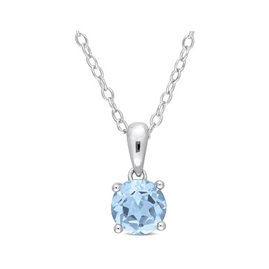 1.00 Carat (ctw) Blue Topaz Round Solitaire Necklace