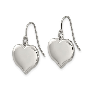 Stainless Steel Polished Heart Dangle Shepherd Hook Earrings