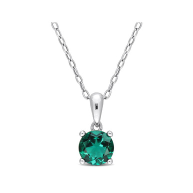 4/5 Carat (ctw) Lab-Created Emerald Solitaire Pendant Necklace