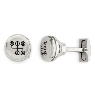 Polished Enameled Stick Shift Cufflinks